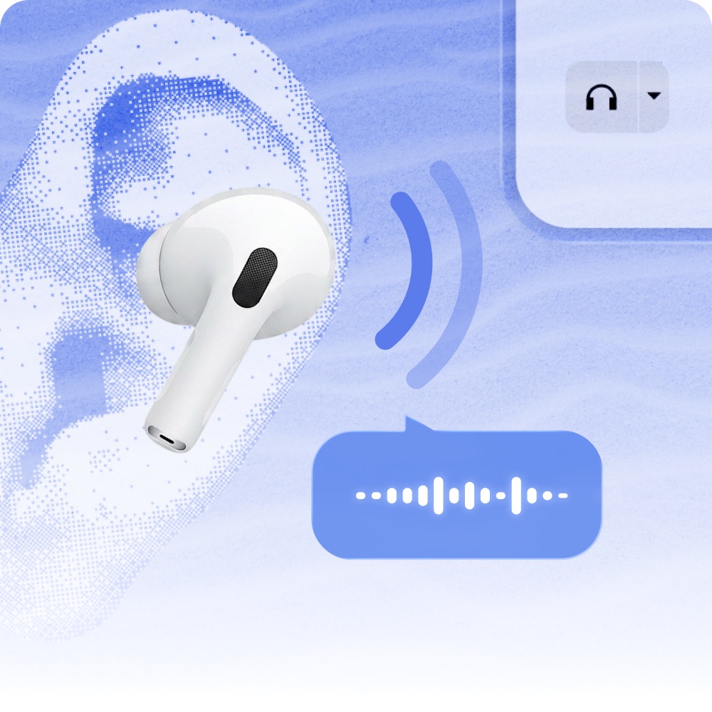 Earphone translation audio waveform and in-ear listening